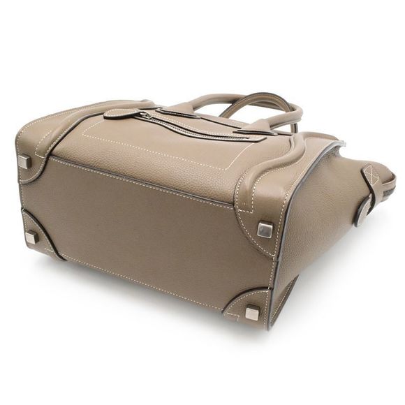 Celine Calfskin Tote Greige Handbag Luggage Suri Drummed - Picture 4 of 7